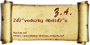 Závodszky Abdiás névjegykártya